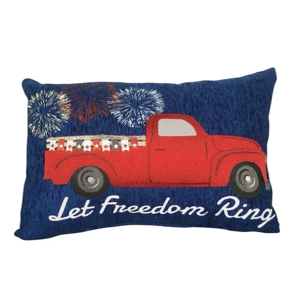 AMERICANA “LET FREEDOM RING” DECORATIVE TROW PILLOW‎ NEW 4th of July